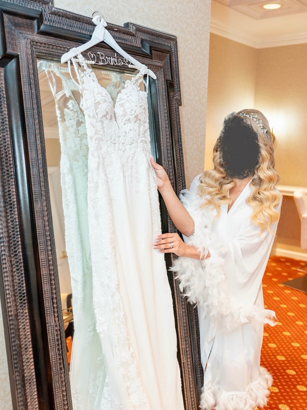 Wedding Robe- White Feather-Trim Robe - Picture 5 of 5
